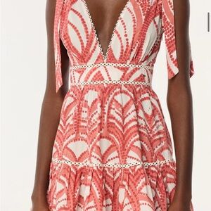 Poupette St. Barth Pink and White Tiered Ruffled Sundress